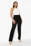 boohoo Slashed Knee High Waisted Straight Fit Jeans thumbnail 3