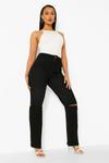 boohoo Slashed Knee High Waisted Straight Fit Jeans thumbnail 4