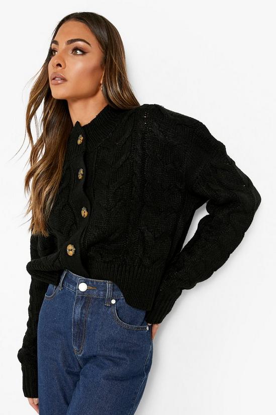 boohoo Chunky Cable Knit Cropped Cardigan 1