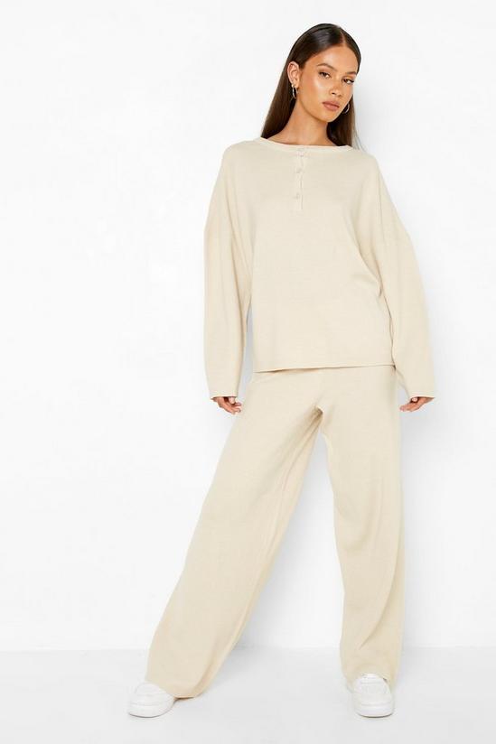 boohoo Button Up Knitted Wide Leg Co-ord 1