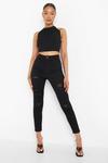 boohoo High Waisted Extreme Ripped Skinny Jeans thumbnail 1
