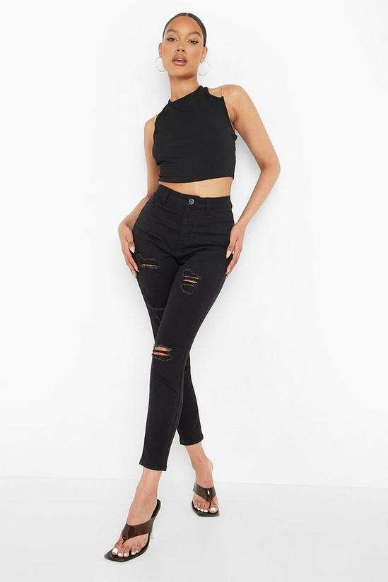 boohoo High Waisted Extreme Ripped Skinny Jeans 3