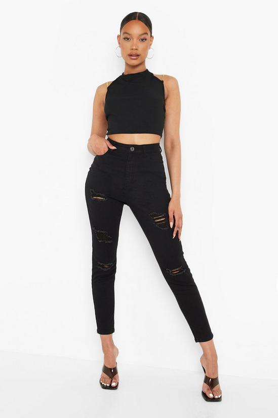 boohoo High Waisted Extreme Ripped Skinny Jeans 4