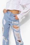 boohoo Extreme Distressed High Waist Split Hem Jeans thumbnail 4