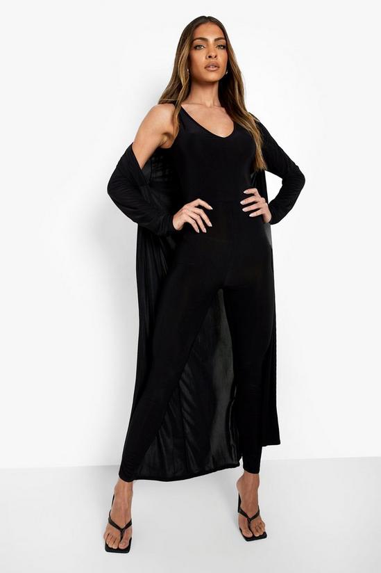 boohoo Plunge Jumpsuit And Duster Set 1