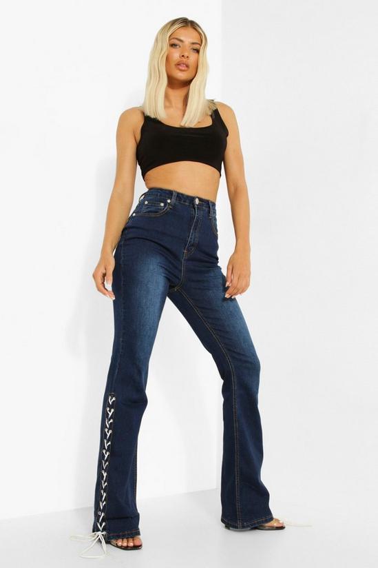 boohoo Lace Up Skinny Flared Jeans 4