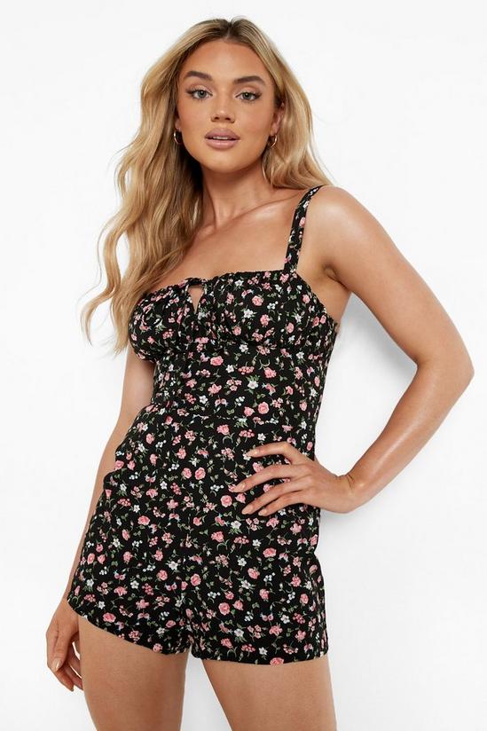 boohoo Ditsy Floral Corset Detail Playsuit 1