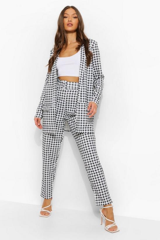 boohoo Gingham Blazer And Self Fabric Belted Trouser 3