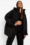 boohoo Hooded Tie Detail Funnel Neck Puffer Jacket thumbnail 1