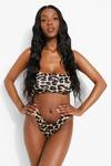 boohoo Fuller Bust Leopard Rib Bandeau Bikini Top thumbnail 3