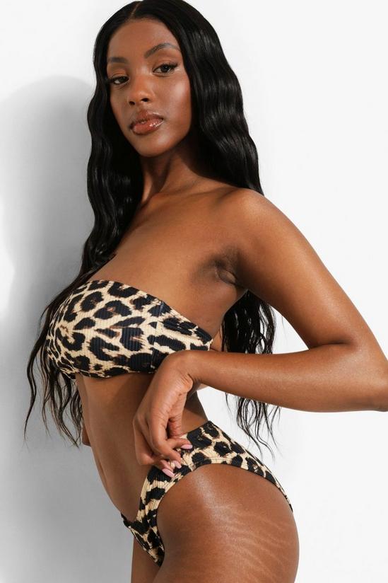 boohoo Fuller Bust Leopard Rib Bandeau Bikini Top 4