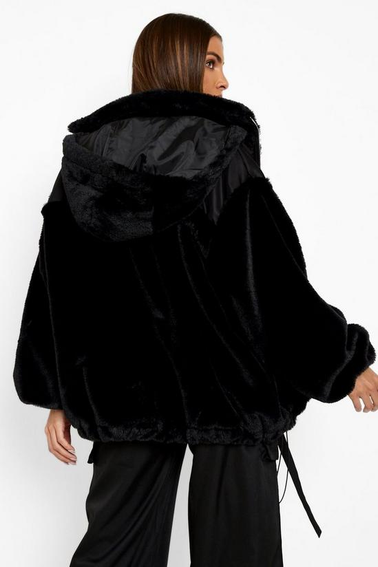 boohoo Fabric Mix Faux Fur Oversized Jacket 2