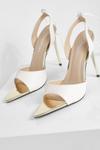 boohoo Wide Fit Gold Heel Court Shoes thumbnail 3