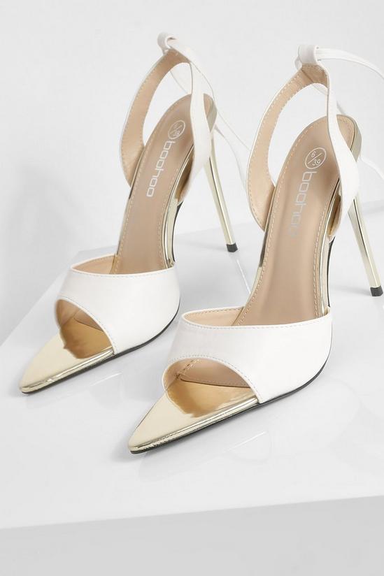 boohoo Wide Fit Gold Heel Court Shoes 3