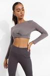 boohoo Yoga Wrap Crop Top With Peached Finish thumbnail 4