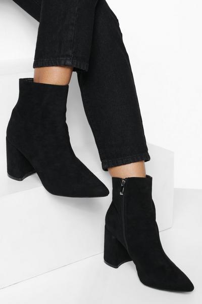 Wide Fit Block Heel Pointed Boots