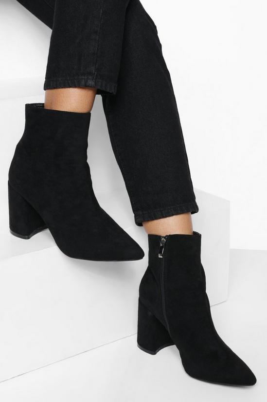 boohoo Wide Fit Block Heel Pointed Boots 1