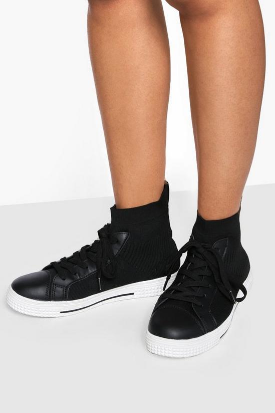 boohoo Knitted High Top Trainer 2