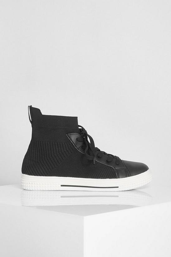 boohoo Knitted High Top Trainer 3
