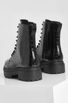 boohoo Chunky Cleated Patent Croc Hiker Boots thumbnail 4