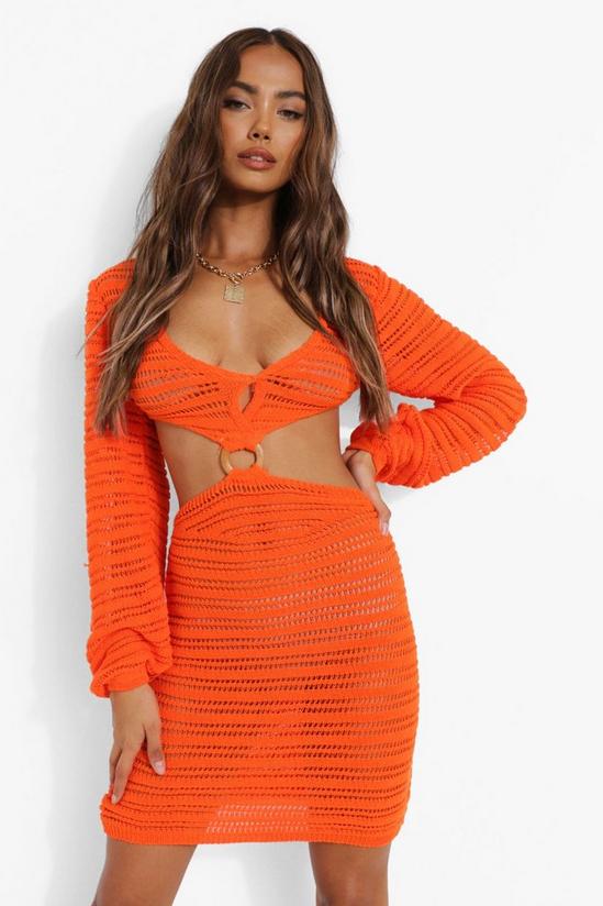 boohoo Crochet O Ring Detail Cut Out Knitted Dress 1