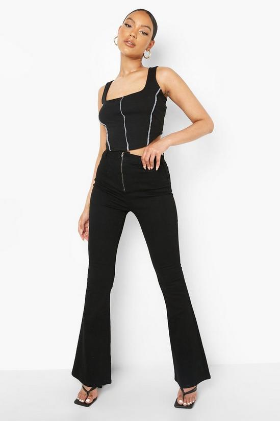 boohoo Zip Front Stretch Skinny Flared Jeans 3