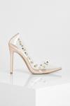boohoo Clear Stud Detail Court Shoes thumbnail 3