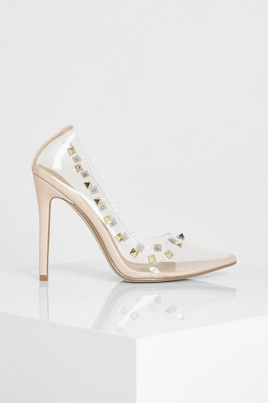 boohoo Clear Stud Detail Court Shoes 3