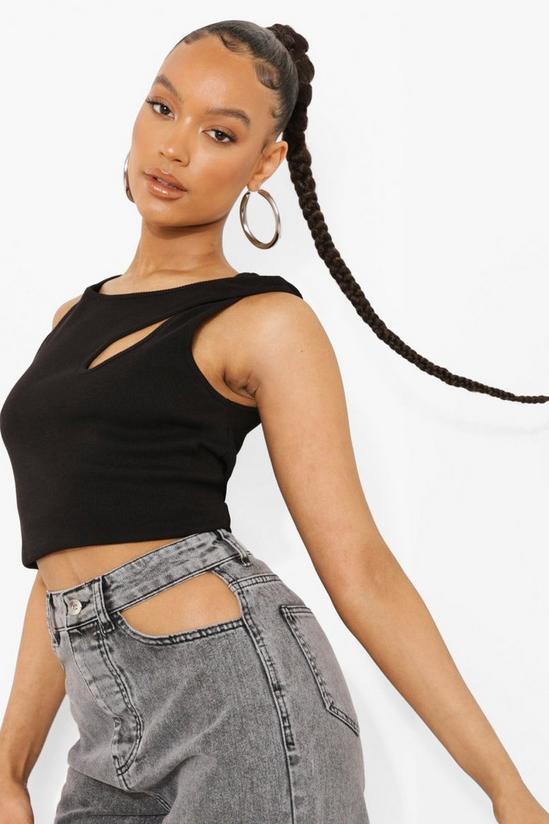 boohoo Ribbed Cut Out Crop Top 1