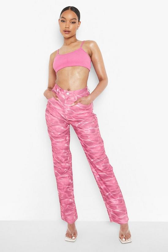 boohoo Pink Water Printed Boyfriend Jeans 1