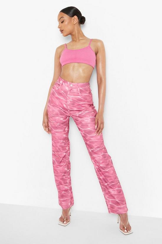 boohoo Pink Water Printed Boyfriend Jeans 3