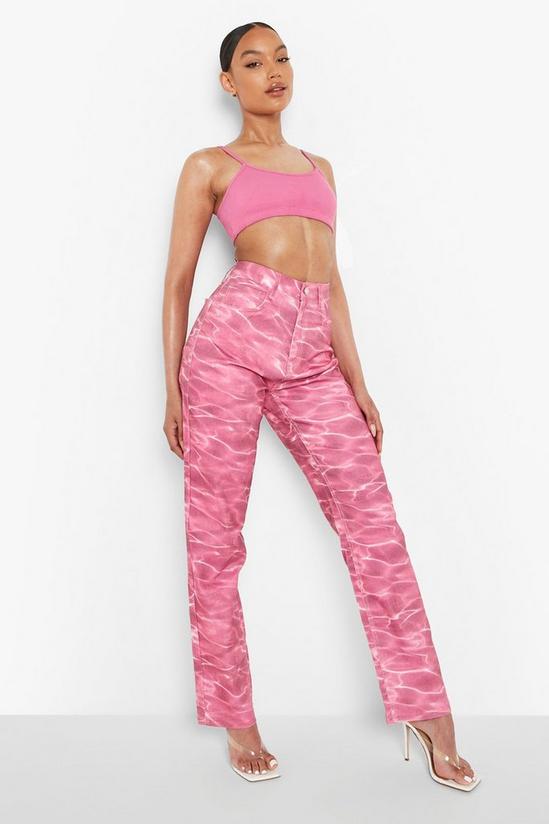 boohoo Pink Water Printed Boyfriend Jeans 4