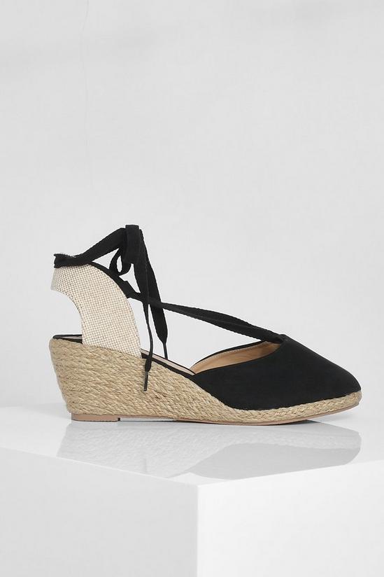 boohoo Wide Fit Wrap Up Canvas Wedges 3