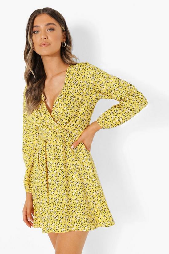 boohoo Ditsy Floral Wrap Front Smock Dress 1
