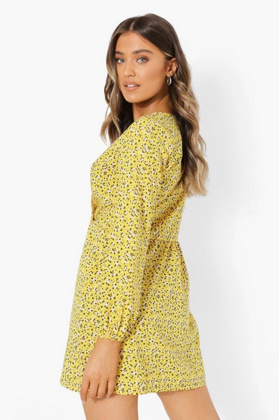 boohoo Ditsy Floral Wrap Front Smock Dress 2