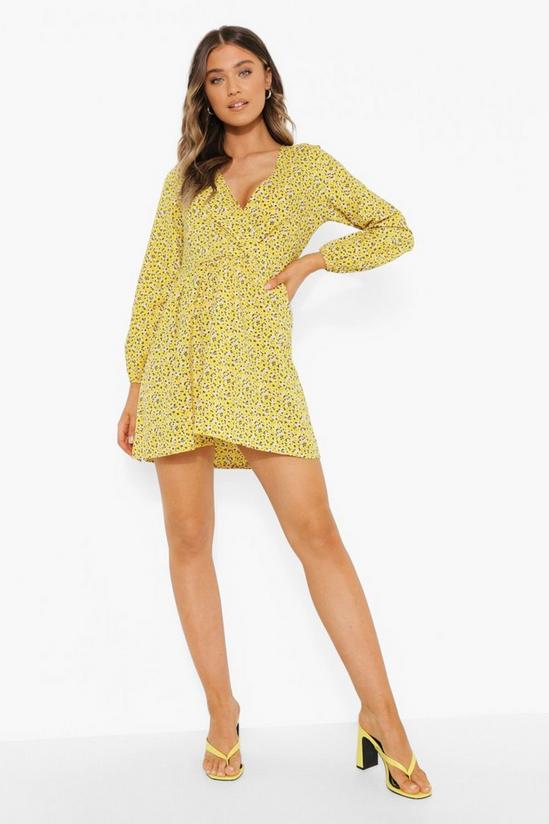 boohoo Ditsy Floral Wrap Front Smock Dress 3
