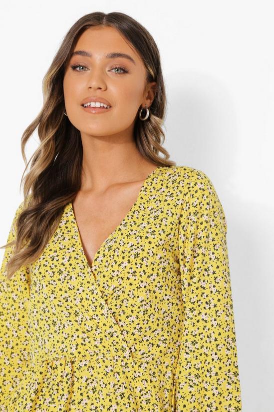 boohoo Ditsy Floral Wrap Front Smock Dress 4