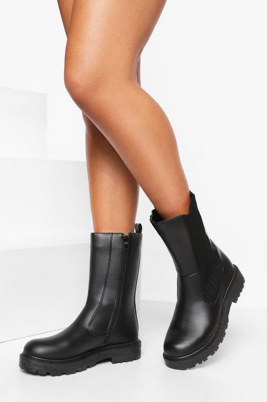 boohoo Wide Fit Calf High Chelsea Boots 1