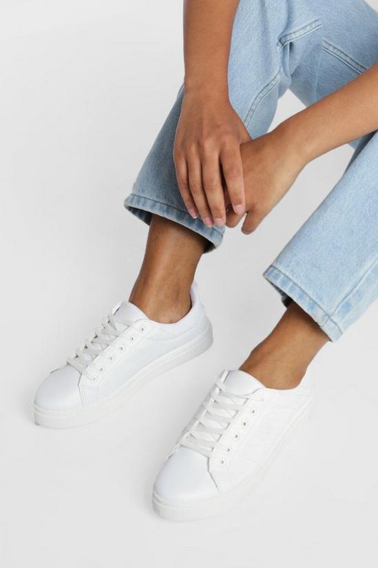 boohoo Quilted Basic Flat Trainers 1