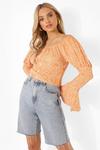 boohoo Puff Sleeve Floral Off The Shoulder Top thumbnail 1