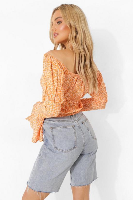 boohoo Puff Sleeve Floral Off The Shoulder Top 2