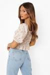 boohoo Ruched Detail Floral Puff Sleeve Top thumbnail 2