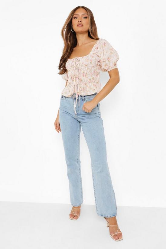 boohoo Ruched Detail Floral Puff Sleeve Top 3