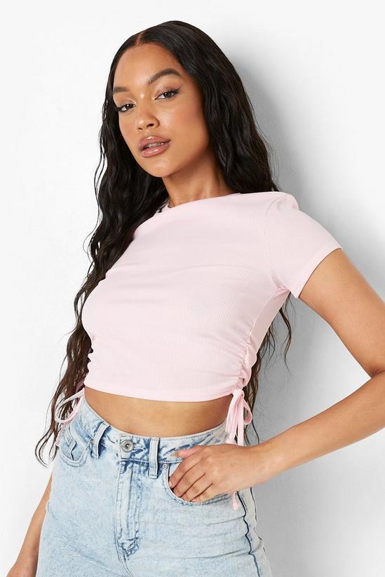 boohoo Side Ruched Ribbed Top 1