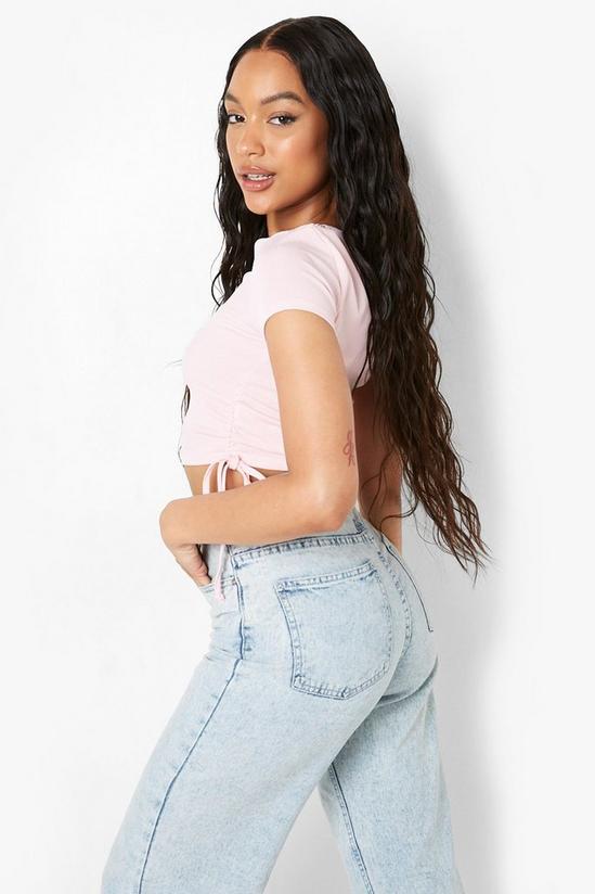 boohoo Side Ruched Ribbed Top 2