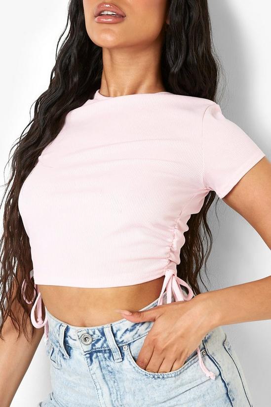 boohoo Side Ruched Ribbed Top 4