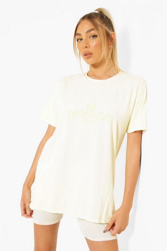 boohoo Cotton Embroidered Monaco Overdyed T Shirt 1