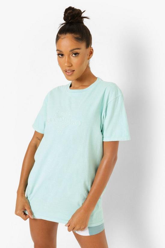 boohoo Cotton Embroidered San Diego Overdyed T Shirt 4