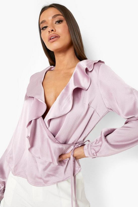 boohoo Textured Woven Wrap Front Blouse 1