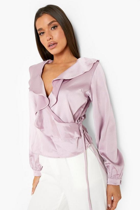 boohoo Textured Woven Wrap Front Blouse 4